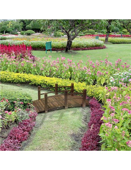 Outsunny Wooden Garden Bridge Lawn Decor Stained Finish Arc Outdoor Pond Walkway w/ Railings 844-132 - pic 66248 | FastDaddyshop