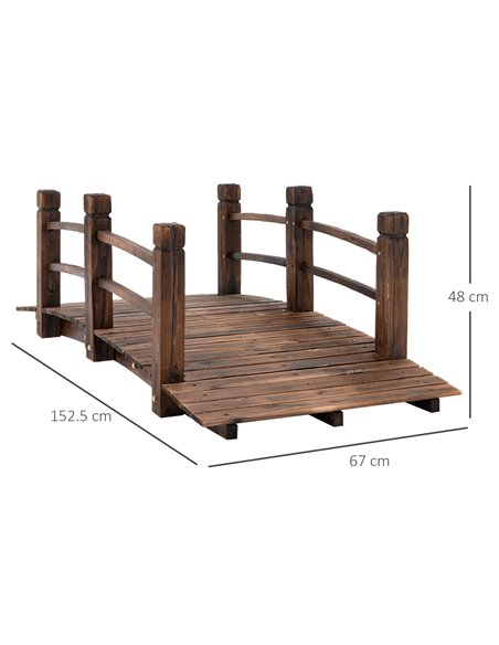 Outsunny Wooden Garden Bridge Lawn Decor Stained Finish Arc Outdoor Pond Walkway w/ Railings 844-132 - pic 66249 | FastDaddyshop