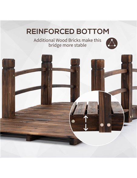 Outsunny Wooden Garden Bridge Lawn Decor Stained Finish Arc Outdoor Pond Walkway w/ Railings 844-132 - pic 66251 | FastDaddyshop