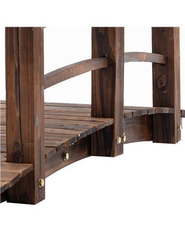 Outsunny Wooden Garden Bridge Lawn Decor Stained Finish Arc Outdoor Pond Walkway w/ Railings 844-132
