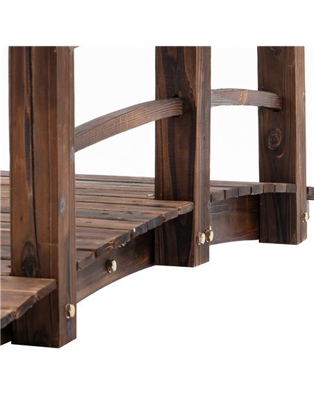 Outsunny Wooden Garden Bridge Lawn Decor Stained Finish Arc Outdoor Pond Walkway w/ Railings 844-132 - pic 66253 | FastDaddyshop