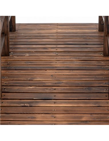 Outsunny Wooden Garden Bridge Lawn Decor Stained Finish Arc Outdoor Pond Walkway w/ Railings 844-132