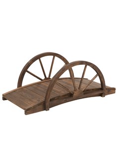 Outsunny Wooden Garden Bridge Lawn Decor, Stained Wood 844-252