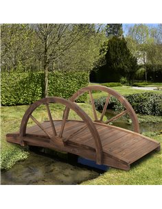 Outsunny Wooden Garden Bridge Lawn Decor, Stained Wood 844-252 2