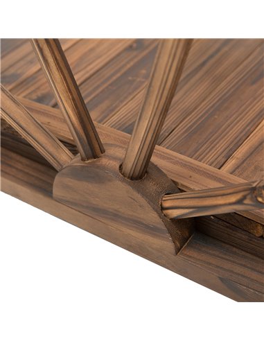 Outsunny Wooden Garden Bridge Lawn Decor Stained Finish Arc Outdoor Pond WalkwayYard Decoration Half Wheeled Railings 100L x 50W