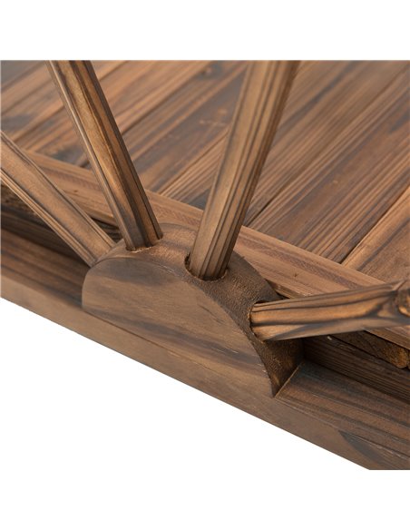 Outsunny Wooden Garden Bridge Lawn Decor Stained Finish Arc Outdoor Pond WalkwayYard Decoration Half Wheeled Railings 100L x 50W - pic 66298 | FastDaddyshop