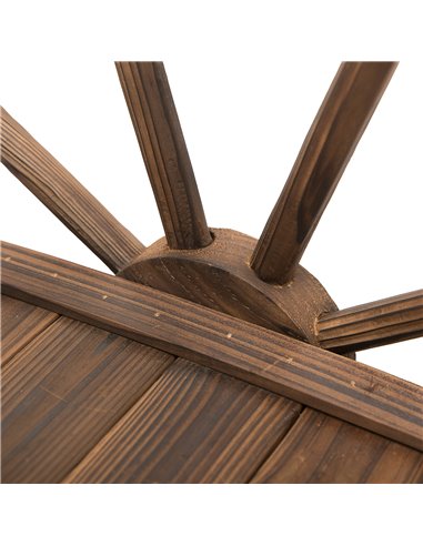 Outsunny Wooden Garden Bridge Lawn Decor Stained Finish Arc Outdoor Pond WalkwayYard Decoration Half Wheeled Railings 100L x 50W