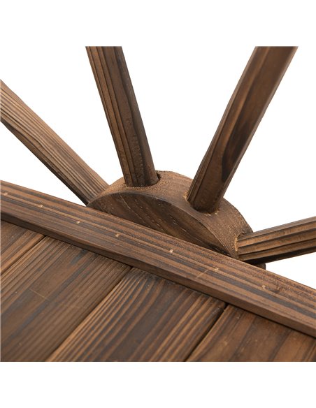 Outsunny Wooden Garden Bridge Lawn Decor Stained Finish Arc Outdoor Pond WalkwayYard Decoration Half Wheeled Railings 100L x 50W - pic 66299 | FastDaddyshop