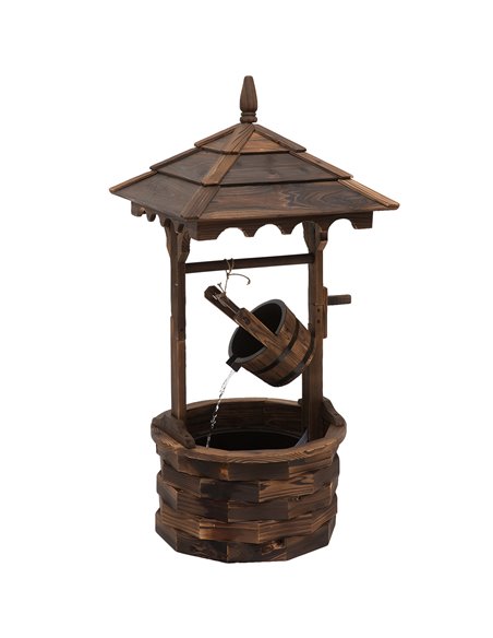 Outsunny Fir Wood Outdoor Garden Decor Wishing Well Waterfall 844-273V70 - pic 66301 | FastDaddyshop