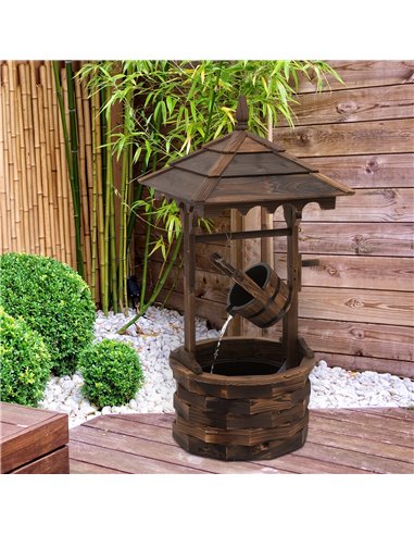 Outsunny Fir Wood Outdoor Garden Decor Wishing Well Waterfall 844-273V70