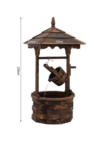 Outsunny Fir Wood Outdoor Garden Decor Wishing Well Waterfall 844-273V70