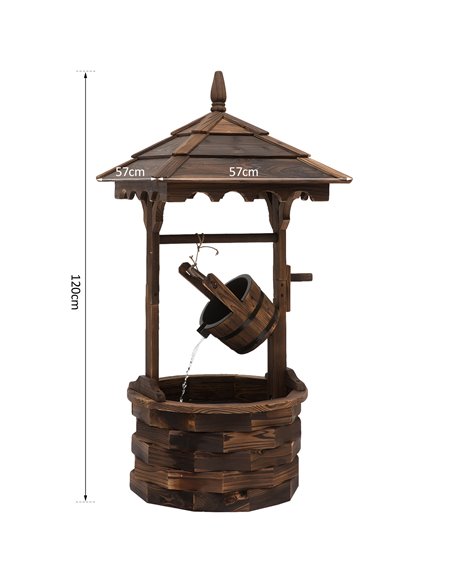 Outsunny Fir Wood Outdoor Garden Decor Wishing Well Waterfall 844-273V70 - pic 66303 | FastDaddyshop