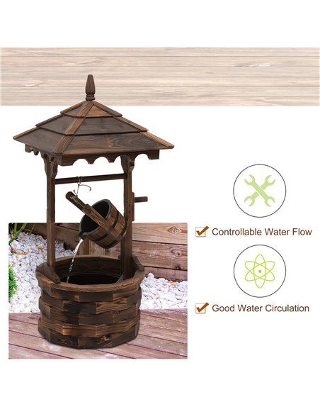 Outsunny Fir Wood Outdoor Garden Decor Wishing Well Waterfall 844-273V70 - pic 66305 | FastDaddyshop