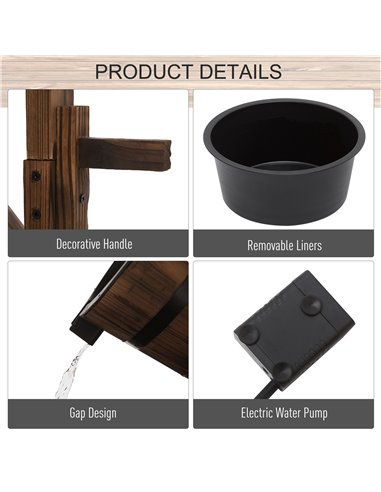 Outsunny Fir Wood Outdoor Garden Decor Wishing Well Waterfall 844-273V70