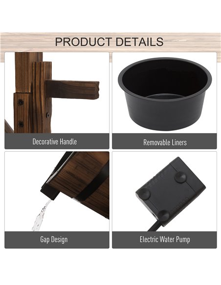 Outsunny Fir Wood Outdoor Garden Decor Wishing Well Waterfall 844-273V70 - pic 66306 | FastDaddyshop
