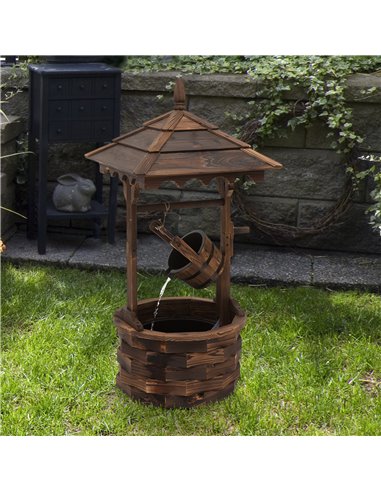 Outsunny Fir Wood Outdoor Garden Decor Wishing Well Waterfall 844-273V70
