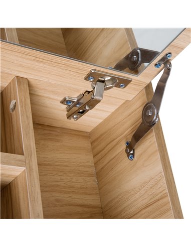 HOMCOM Dressing Table Set Padded Stool Dresser with Flip-up Mirror Multi-purpose - Wood Grain