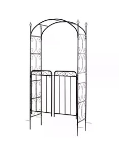 Outsunny Garden Decorative Metal Arch with Gate, Black 844-255