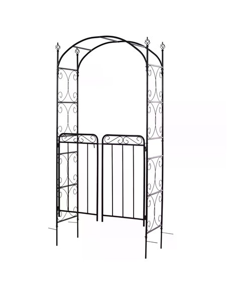 Outsunny Garden Decorative Metal Arch with Gate, Black 844-255 - pic 66310 | FastDaddyshop