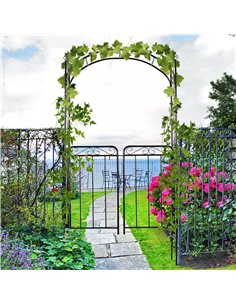 Outsunny Garden Decorative Metal Arch with Gate, Black 844-255 2