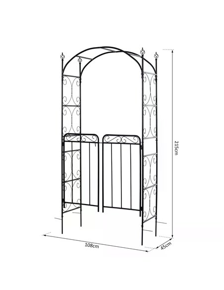 Outsunny Garden Decorative Metal Arch with Gate Outdoor Patio Trellis Arbor for Climbing Plant Archway Antique Black - 108L x 45 - pic 66312 | FastDaddyshop