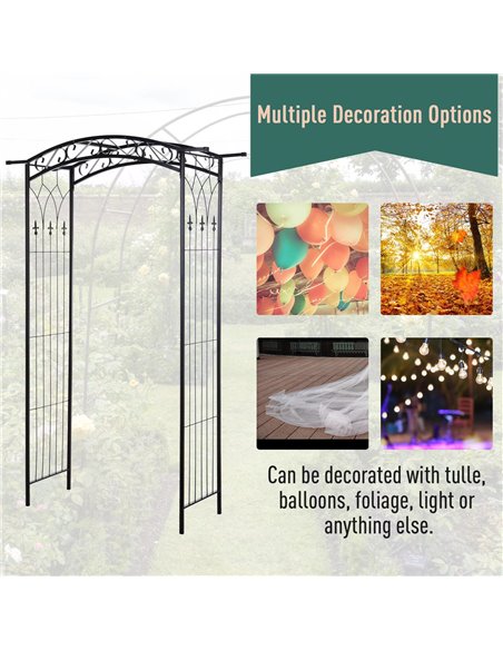 Outsunny Garden Decorative Metal Arch with Gate Outdoor Patio Trellis Arbor for Climbing Plant Archway Antique Black - 108L x 45 - pic 66314 | FastDaddyshop