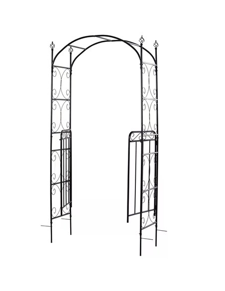 Outsunny Garden Decorative Metal Arch with Gate Outdoor Patio Trellis Arbor for Climbing Plant Archway Antique Black - 108L x 45 - pic 66318 | FastDaddyshop