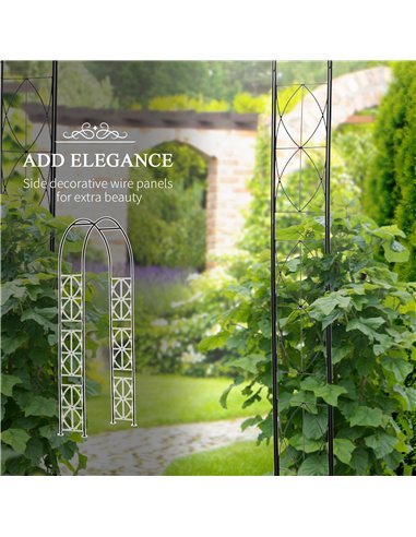 Outsunny Vintage Style Steel Garden Patio Outdoor Arbor & Trellis Arch Support For Vines & Climbing Plants Decoration - Black 2.