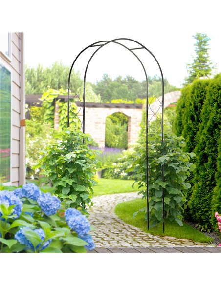 Outsunny Vintage Style Steel Garden Patio Outdoor Arbor & Trellis Arch Support For Vines & Climbing Plants Decoration - Black 2. - pic 66327 | FastDaddyshop