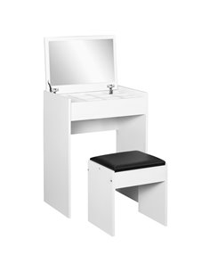 HOMCOM Dressing Table Set Padded Stool Dresser with Flip-up Mirror Multi-purpose - White