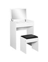 HOMCOM Dressing Table Set Padded Stool Dresser with Flip-up Mirror Multi-purpose - White