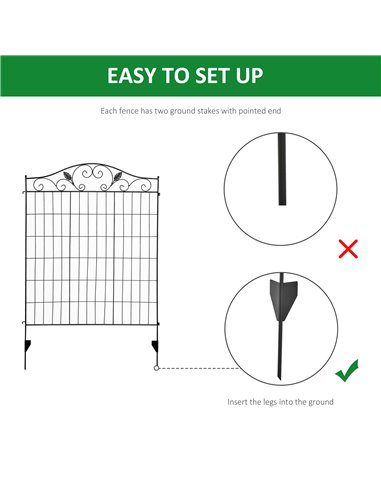 Outsunny Garden Decorative Fence 4 Panels 44in x 12ft Metal Wire Landscape Border Edging 844-367