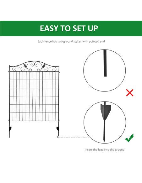 Outsunny Garden Decorative Fence 4 Panels 44in x 12ft Metal Wire Landscape Border Edging 844-367 - pic 66349 | FastDaddyshop