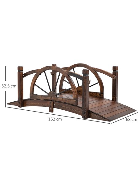 Outsunny Wooden Garden Bridge Decorative Arc Footbridge with Safety Guardrail Outdoor Lawn Pond Bridge Walkway Stained Wood 844- - pic 66357 | FastDaddyshop