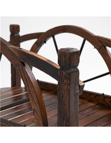 Outsunny Wooden Garden Bridge Decorative Arc Footbridge with Safety Guardrail Outdoor Lawn Pond Bridge Walkway Stained Wood 844-