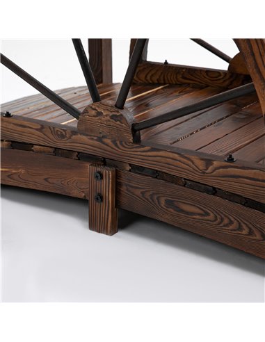 Outsunny Wooden Garden Bridge Decorative Arc Footbridge with Safety Guardrail Outdoor Lawn Pond Bridge Walkway Stained Wood 844-