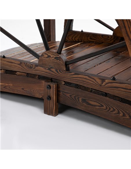 Outsunny Wooden Garden Bridge Decorative Arc Footbridge with Safety Guardrail Outdoor Lawn Pond Bridge Walkway Stained Wood 844- - pic 66362 | FastDaddyshop