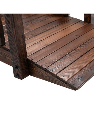 Outsunny Wooden Garden Bridge Decorative Arc Footbridge with Safety Guardrail Outdoor Lawn Pond Bridge Walkway Stained Wood 844-
