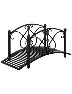 Outsunny Classic Metal Garden Bridge with Safety Railings Arc, Black 844-452BK