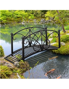 Outsunny Classic Metal Garden Bridge with Safety Railings Arc, Black 844-452BK 2