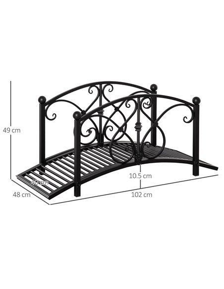 Outsunny 102L x 48W x 49H Classic Metal Garden Bridge with Safety Railings Arc Footbridge Decorative Pond  for Backyard Creek St - pic 66366 | FastDaddyshop
