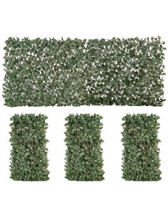 Outsunny 4 Pieces Expanding Trellis Artificial Plant Fence, Green - Brown 844-475