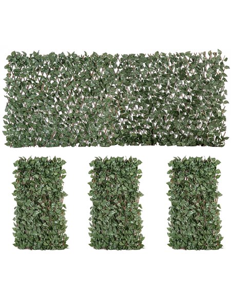 Outsunny 4 Pieces Expanding Trellis Artificial Plant Fence, Green - Brown 844-475 - pic 66373 | FastDaddyshop