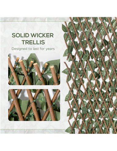 Outsunny 4 Pieces Expanding Trellis Fence, 2m x 1m Artificial Plant Fence, Decorative Trellis Garden Telescopic Hedge Privacy Sc