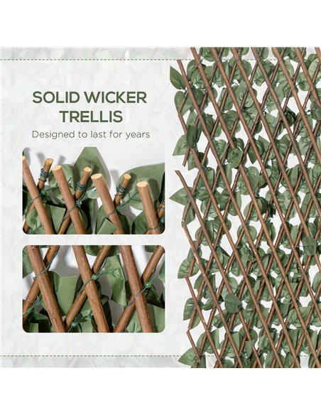 Outsunny 4 Pieces Expanding Trellis Fence, 2m x 1m Artificial Plant Fence, Decorative Trellis Garden Telescopic Hedge Privacy Sc - pic 66377 | FastDaddyshop