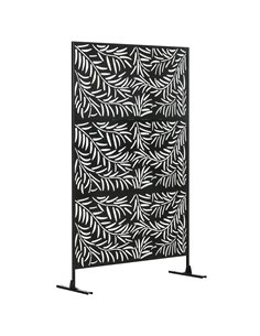 Outsunny Outdoor Privacy Screen with Stand and Ground Stakes, 6.5FT Metal Outdoor Divider, Decorative Privacy Panel for Garden W