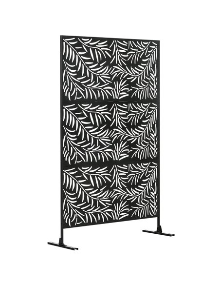 Outsunny Outdoor Privacy Screen with Stand and Ground Stakes, 6.5FT Metal Outdoor Divider, Decorative Privacy Panel for Garden W - pic 66382 | FastDaddyshop