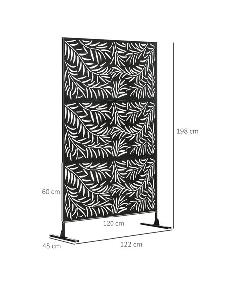 Outsunny Outdoor Privacy Screen with Stand and Ground Stakes, 6.5FT Metal Outdoor Divider, Decorative Privacy Panel for Garden W - pic 66384 | FastDaddyshop