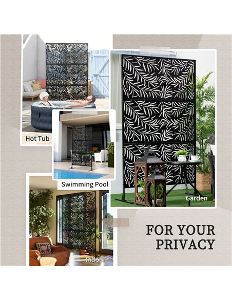 Outsunny Outdoor Privacy Screen with Stand and Ground Stakes, 6.5FT Metal Outdoor Divider, Decorative Privacy Panel for Garden W - pic 66387 | FastDaddyshop
