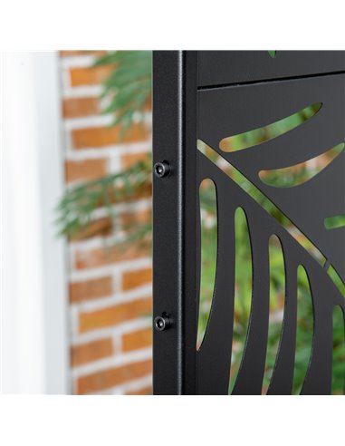 Outsunny Outdoor Privacy Screen with Stand and Ground Stakes, 6.5FT Metal Outdoor Divider, Decorative Privacy Panel for Garden W